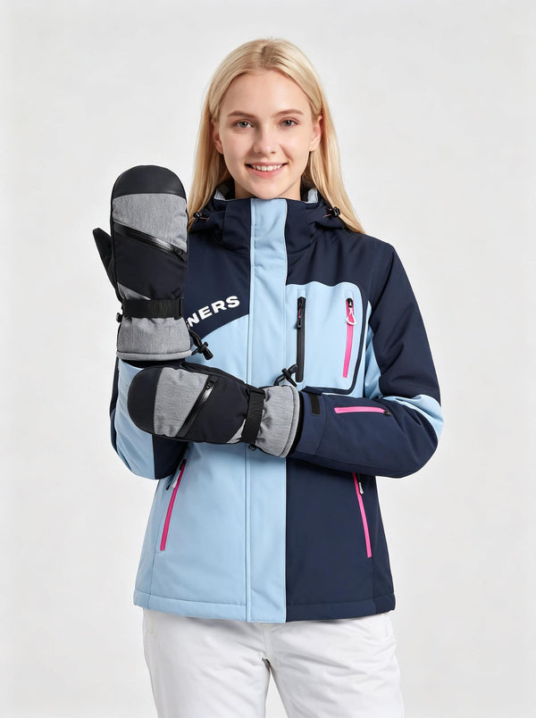 #grey Insulated Winter Snowboard Mittens