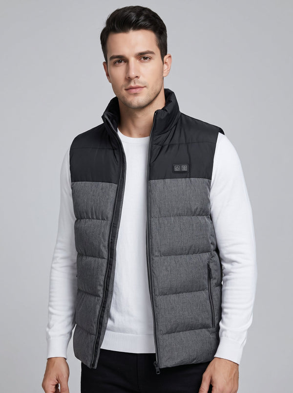 #grey Men's Heated Puffer Gilet