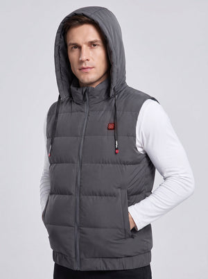#grey Men's Hooded Heated Puffer Vest