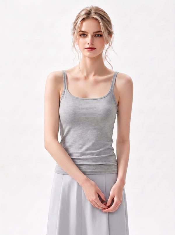 #grey Silk Square Neck Camisole