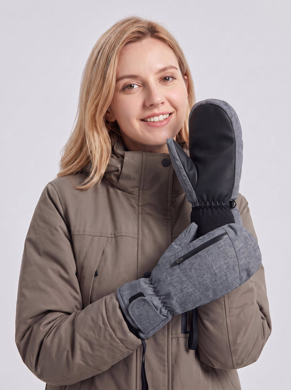 #grey Thermal Snowboard Mittens