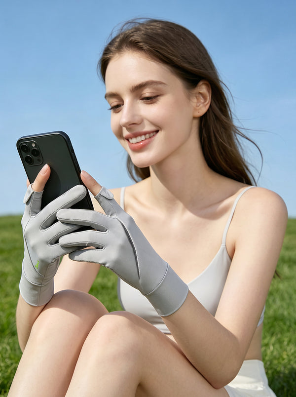 #grey Touchscreen Sun Gloves