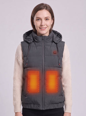 #grey Women's Hooded Heated Vest 