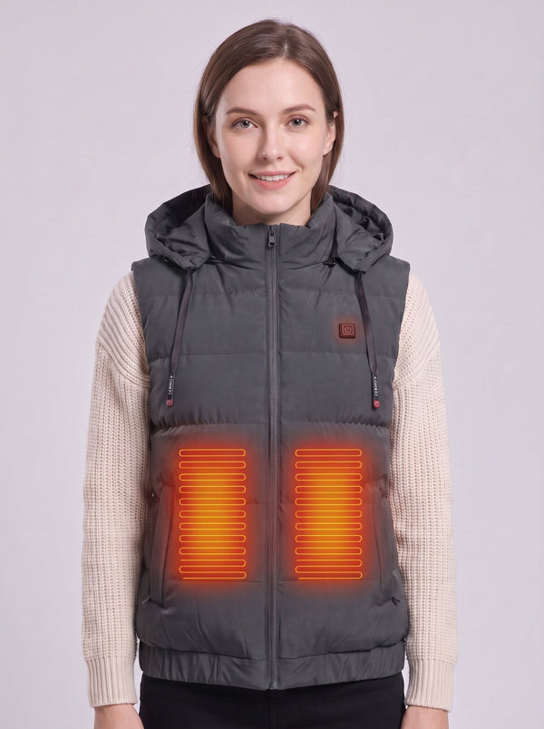 #grey Women's Hooded Heated Vest 