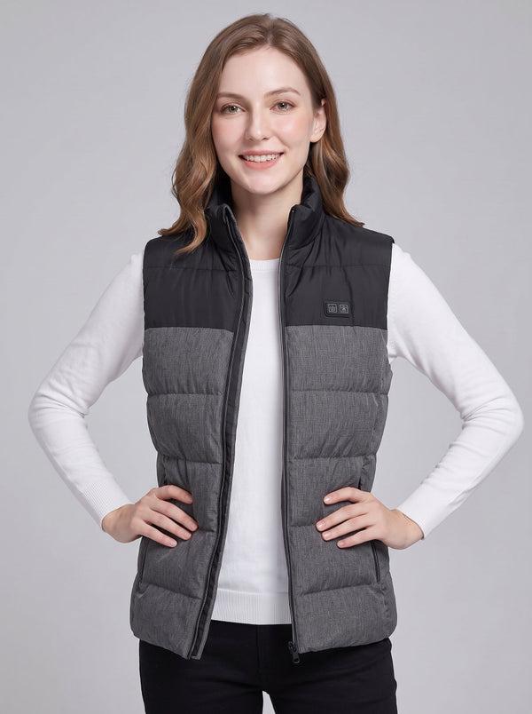 #grey Women's zip up Heated Puffer Gilet