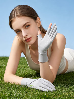 #grey breathable Touchscreen UV Protection Gloves