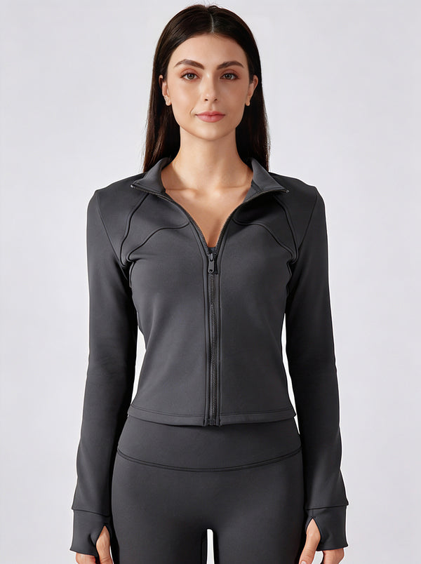 #grey cropped windbreaker jacket