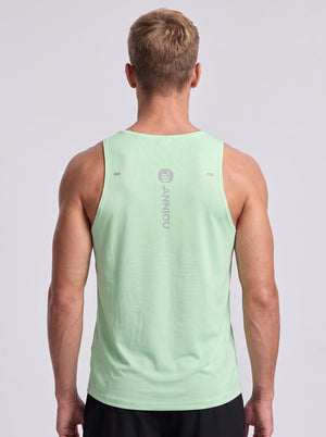 #greylakegreen rear of Men's Antibacterial Seamless Vest