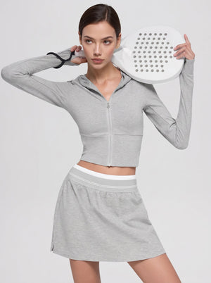 #grey womens Fitted Zip Hoodie