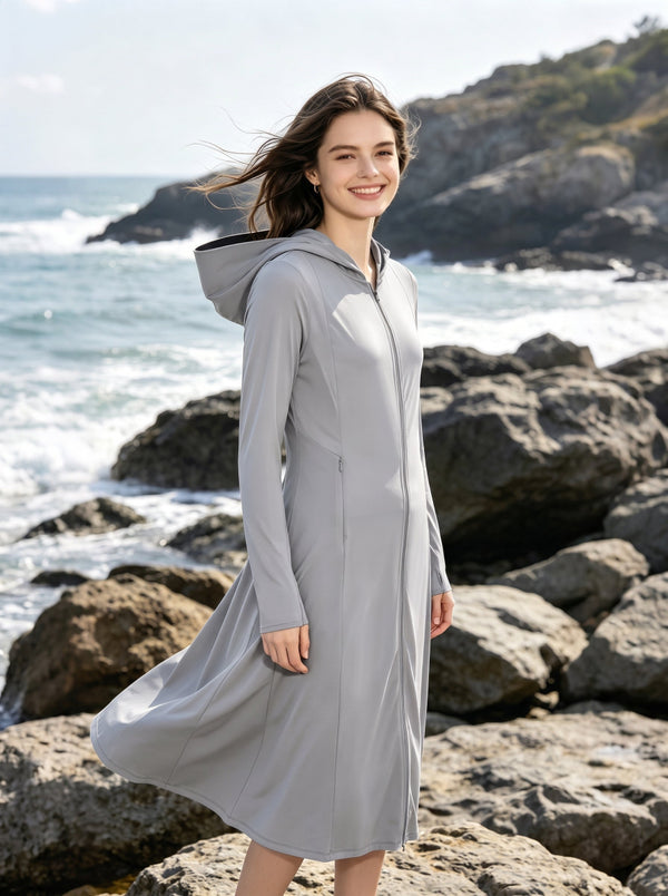 #grey womens Longline UV Protection Jacket