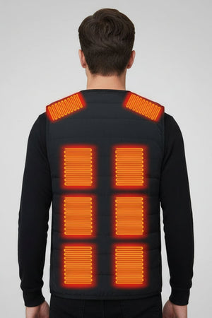 12 heat zone gilet showing the back 8 pads