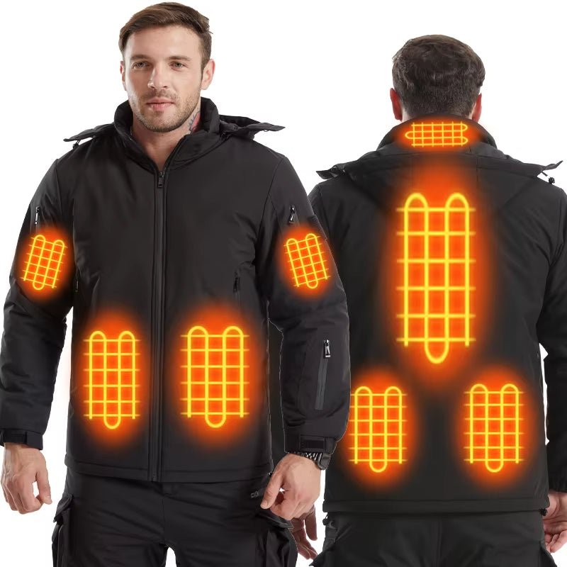 man wearing a 8 area Heated Hardshell Jacket