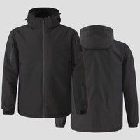 Heated Hardshell Jacket from front and back in black