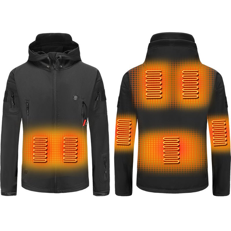 men's black Heated Parka Jacket with 7 heat zones