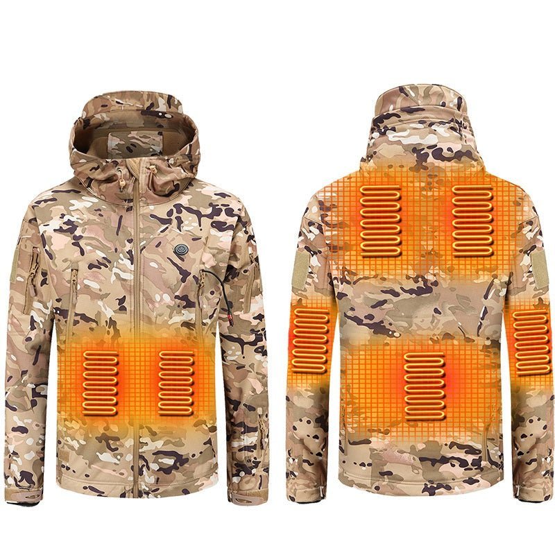 men's camo Heated Parka Jacket with 7 heat zones