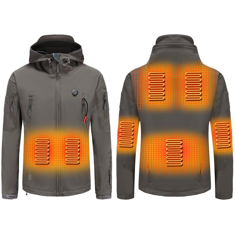men's gray Heated Parka Jacket with 7 heat zones