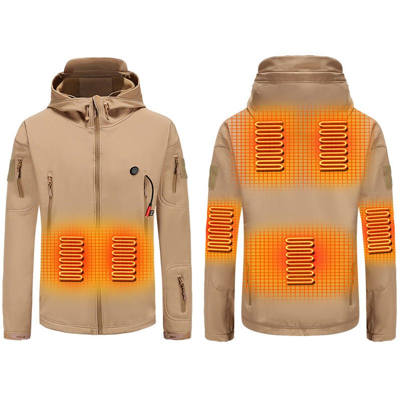 men's khaki Heated Parka Jacket with 7 heat zones