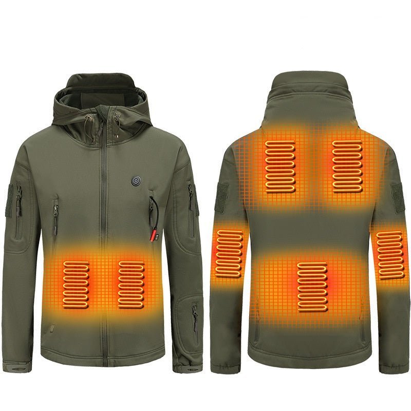 men's green Heated Parka Jacket with 7 heat zones