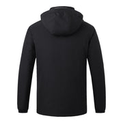 black 8 area heated ski jacket with detachable hood back