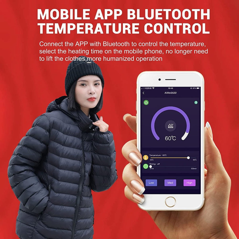 heated duck down jacket bluetooth control