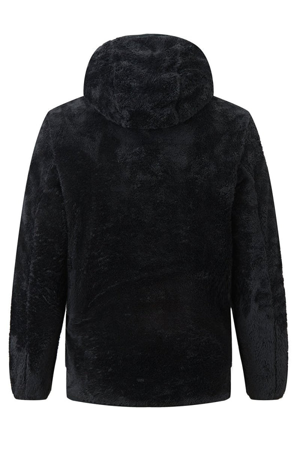 black fleece heated hoodie back