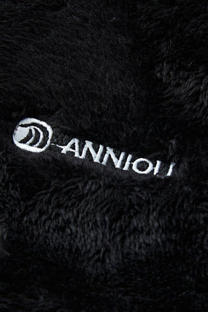 Anniou logo on a heated fleece hoodie