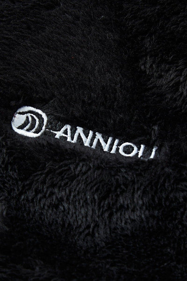 Anniou logo on a heated fleece hoodie
