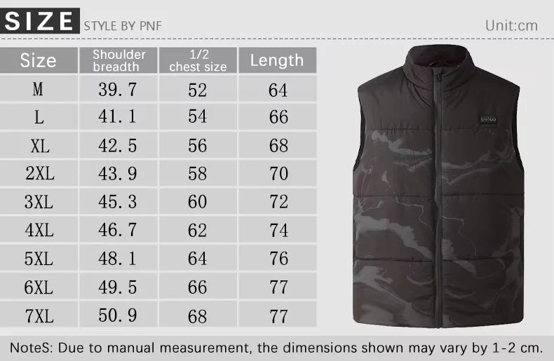 Camouflage Heated Gilet size guide