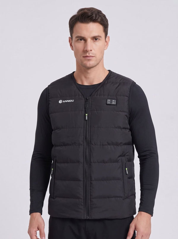 mens black zip up heated gilet by Anniou