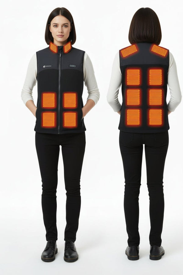 womens fleece heated vest with 13 heated zones