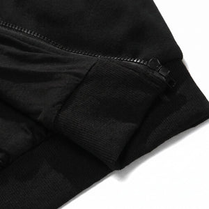 hem detail of #Black Heated Zip Up Hoodie