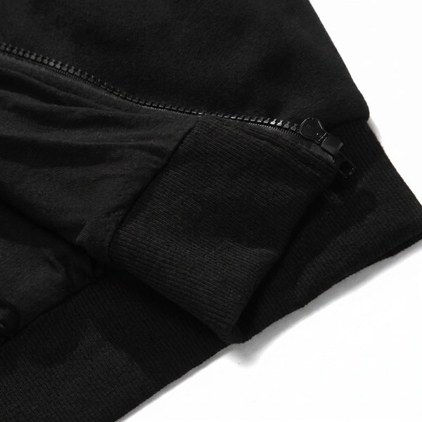 hem detail of #Black Heated Zip Up Hoodie