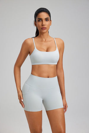 high waist yoga shorts grey
