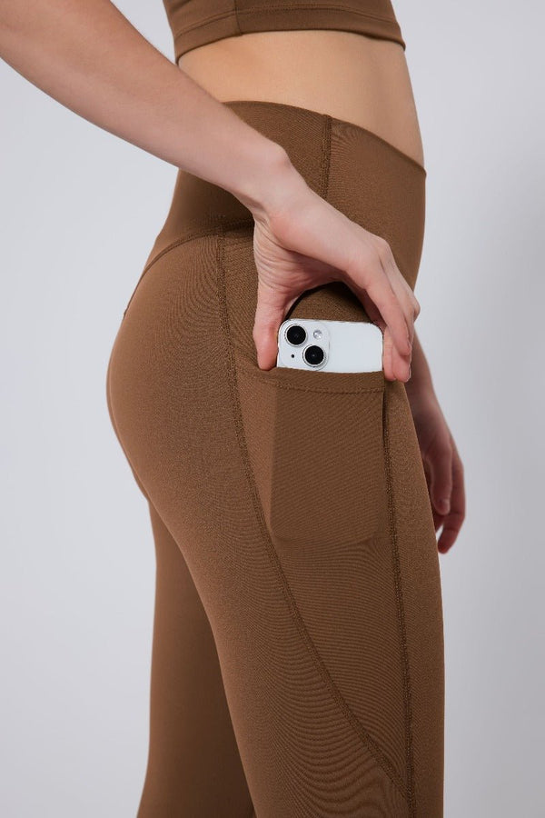 #brown high waisted yoga leggings with pockets