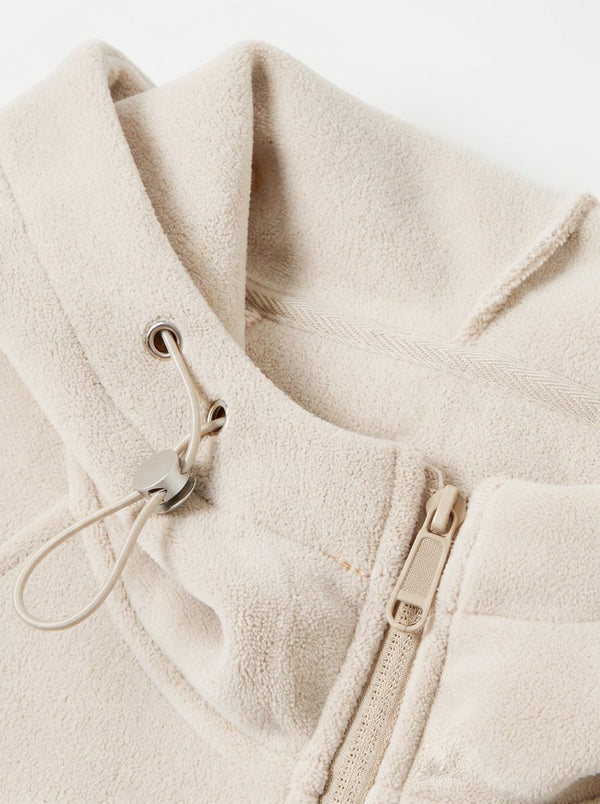 hooded design of khaki Fleece Zip Up Hoodie