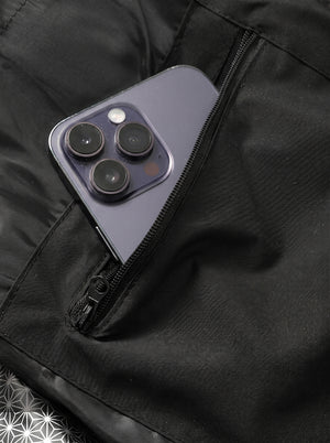 inner pocket with #black Mid Length Heated Quilted Jacket