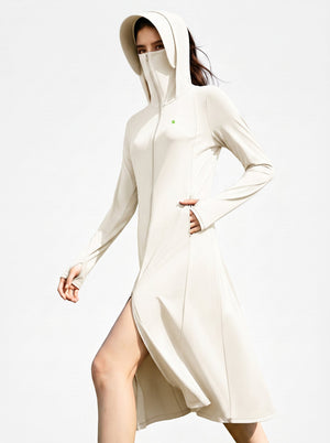 #ivory Longline Hooded UV Protection Jacket