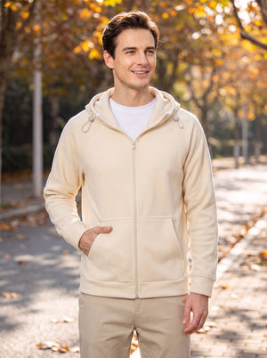 #ivory Mens Fleece Zip Up Hoodie
