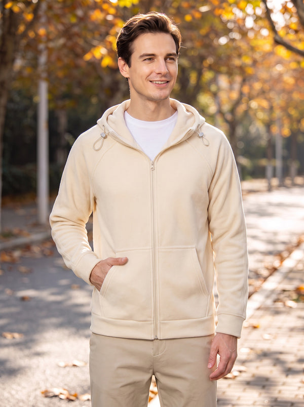 #ivory Mens Fleece Zip Up Hoodie