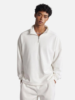 #ivory Quarter Zip Mock Neck Pullover