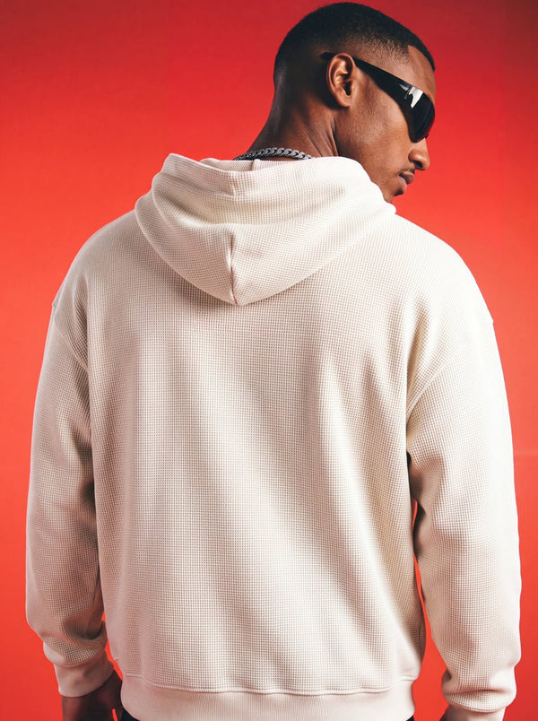 #ivory Streetwear Waffle Knit Hoodie