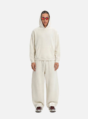 #ivory Waffle Knit Cropped Hoodie
