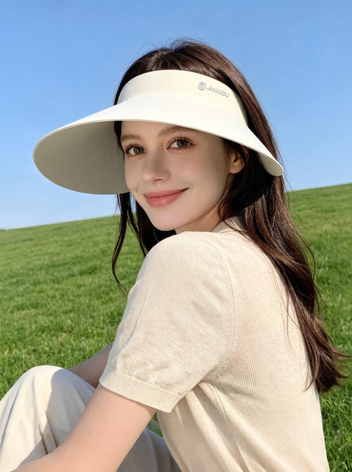 #ivory Womens Wide Brim Foldable Visor Hat