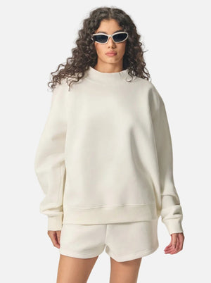 #ivory womens Heavyweight Fleece Mock Neck Pullover