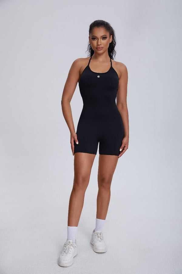 Anniou women's #black One Piece Scrunch bum Fitness jumpsuit
