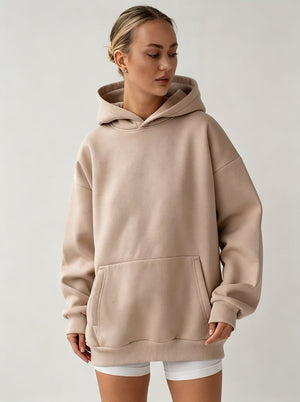 #khaki Oversized Pullover Hoodie