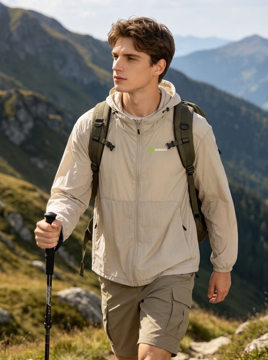 #khaki mens water repellent UPF50 Sun Jacket