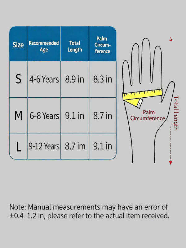 kids ski glove size guide 