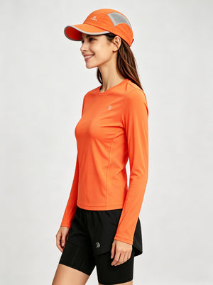 #Orange ladies moisture wicking athletic long sleeve tee