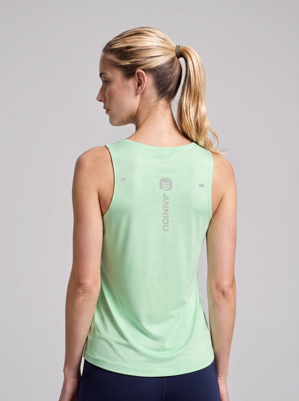 #lakegreen rear of Women's Antibacterial Seamless Vest